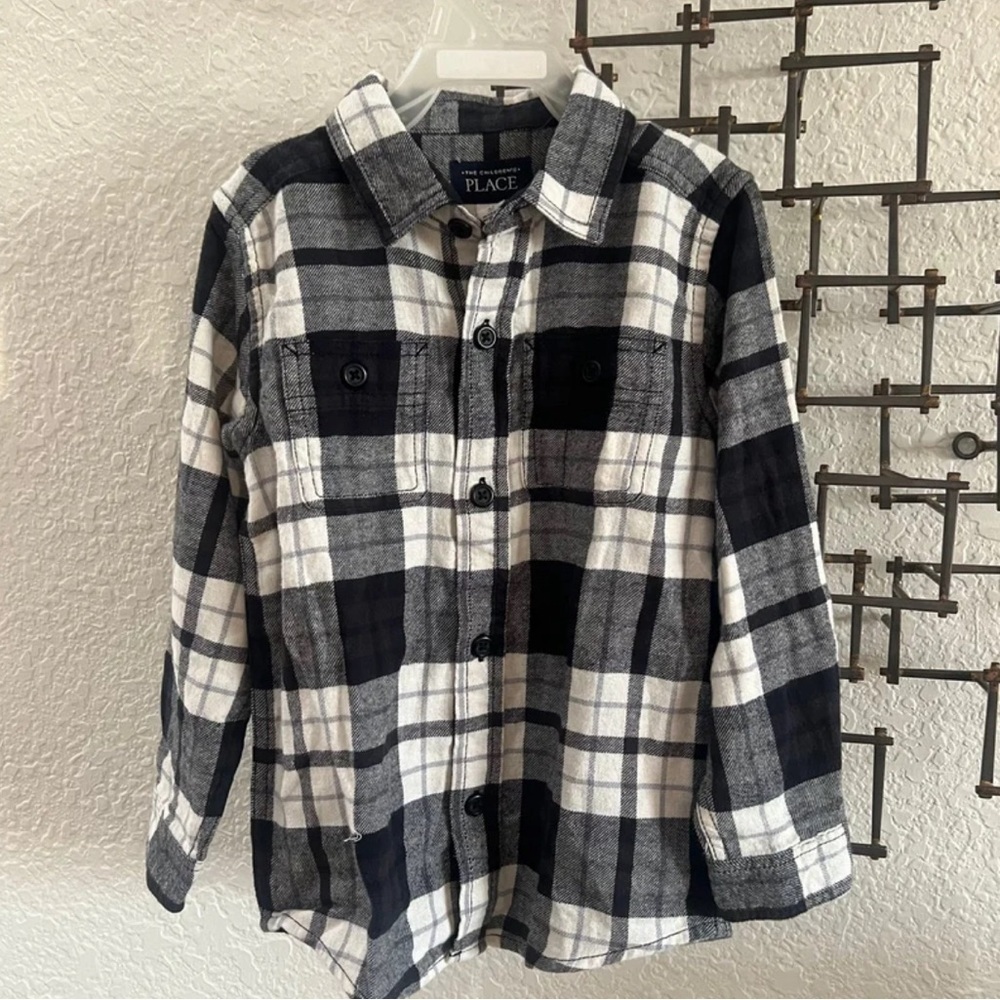 Classic Black & White Plaid Button-Down Toddler Boys 4T – NWT